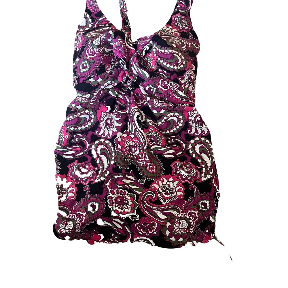 Lands' End Pink and black Swim Top